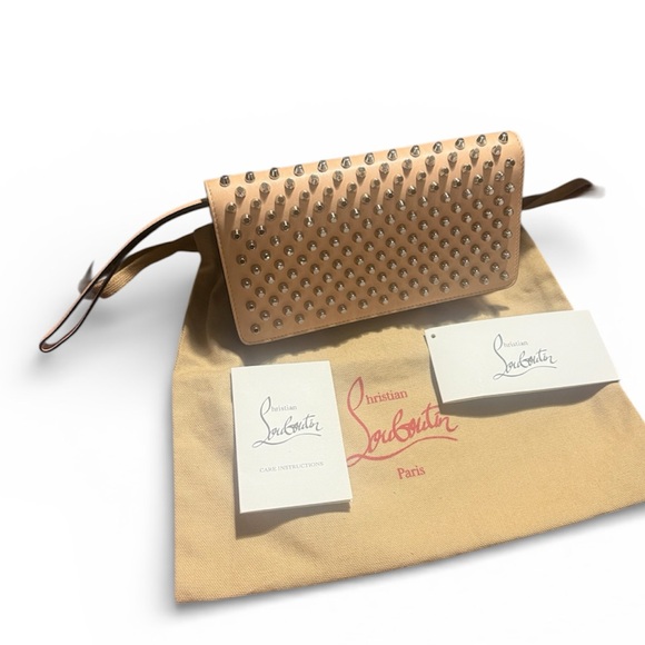 Christian Louboutin Macaron Wallet Calf Spikes Mystic Pink Gold - Picture 3 of 16